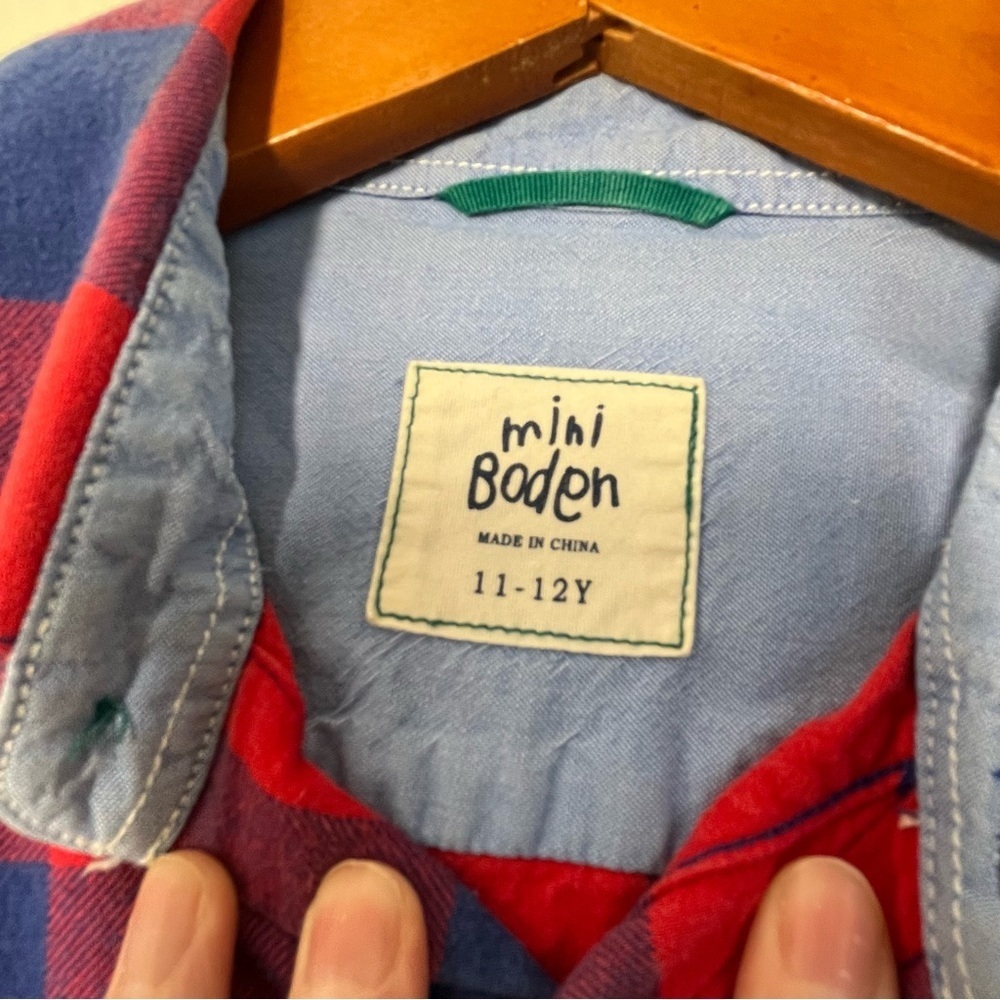 MINI Boden Red and Blue Checkered kids Shirt Size 11-12 Y - Picture 3 of 5